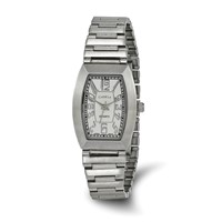 Ladies Chisel Stainless Steel White Tonneau Dial Watch view 1