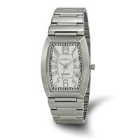 Mens Chisel Stainless Steel White Tonneau Dial Watch view 1