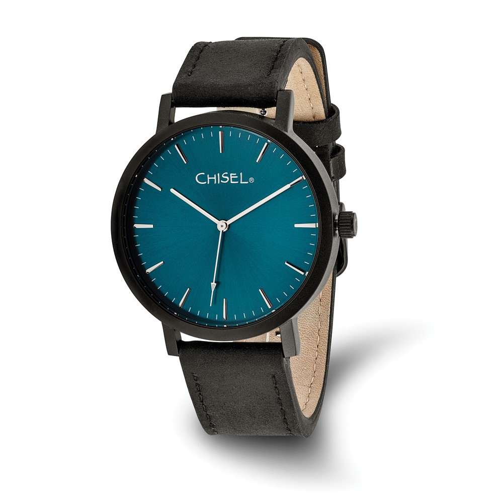 Chisel Matte Black IP-plated Blue Dial Watch