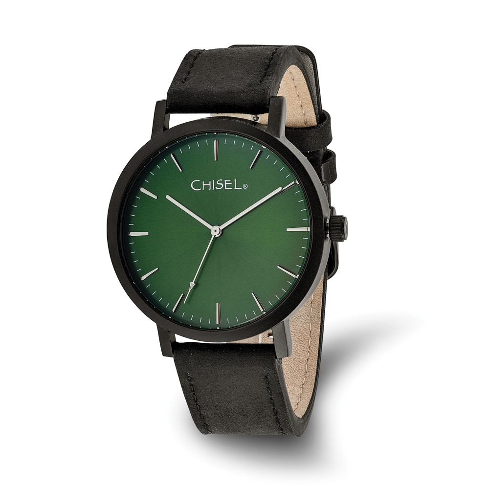 Chisel Matte Black IP-plated Green Dial Watch