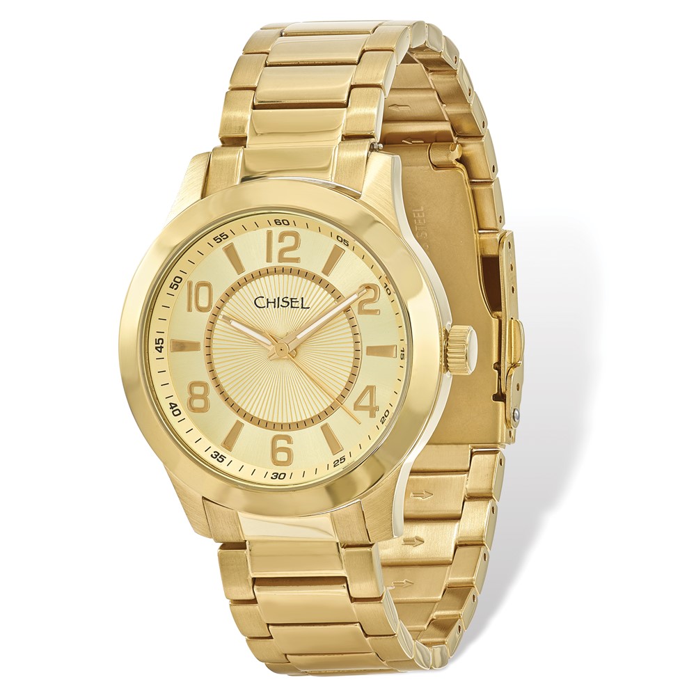 Mens Chisel IP-plated Stainless Steel Gold Dial Watch