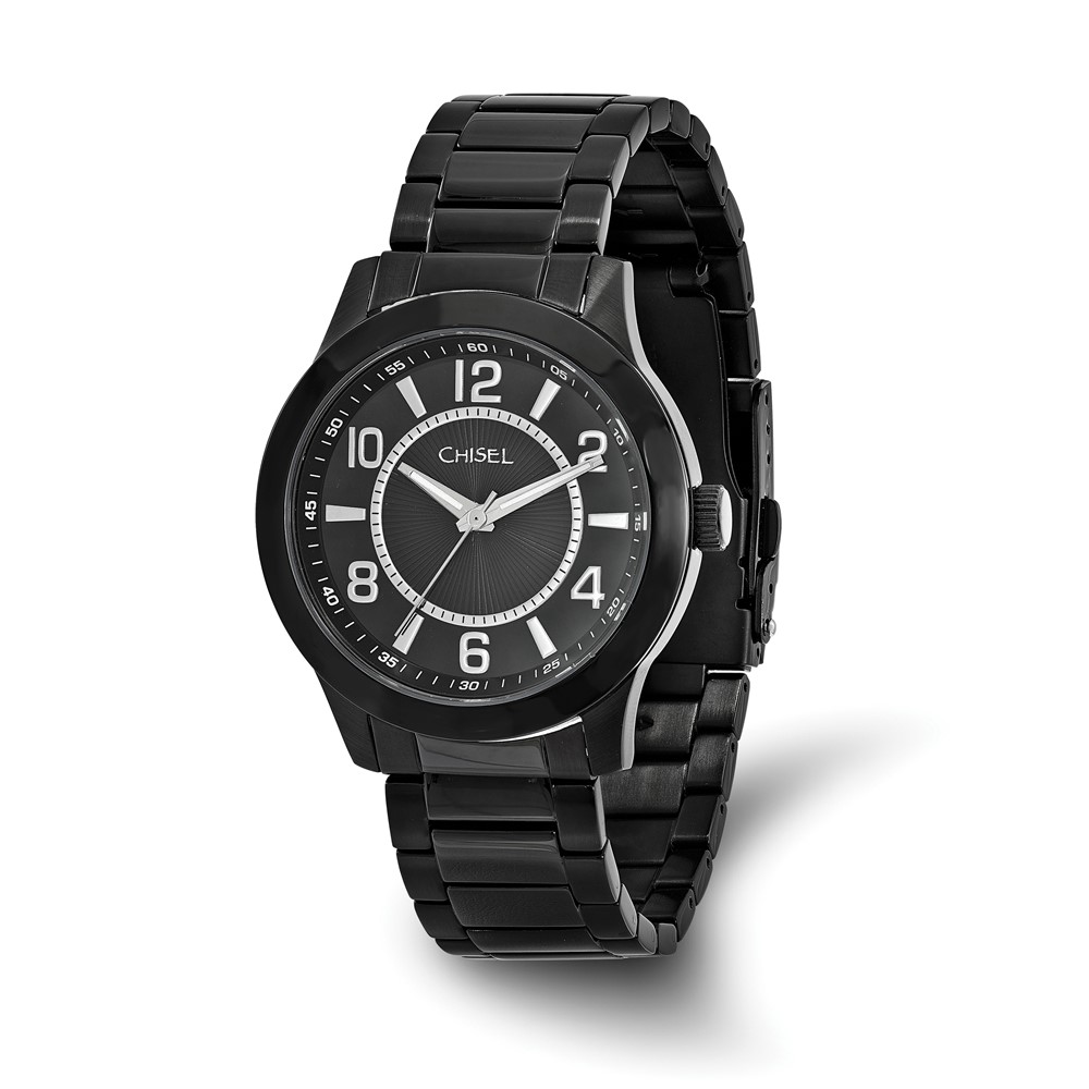 Mens Chisel Stainless Steel Black IP-plated Black Dial Watch