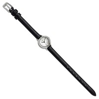 Ladies Chisel Stainless Steel Black Leather Strap Watch view 3