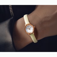 Ladies Chisel Stainless Steel Rose IP-plated White Leather Strap Watch view 2