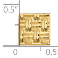 14K Yellow Gold Mens Square Basketweave Textured Tie Tac view 3