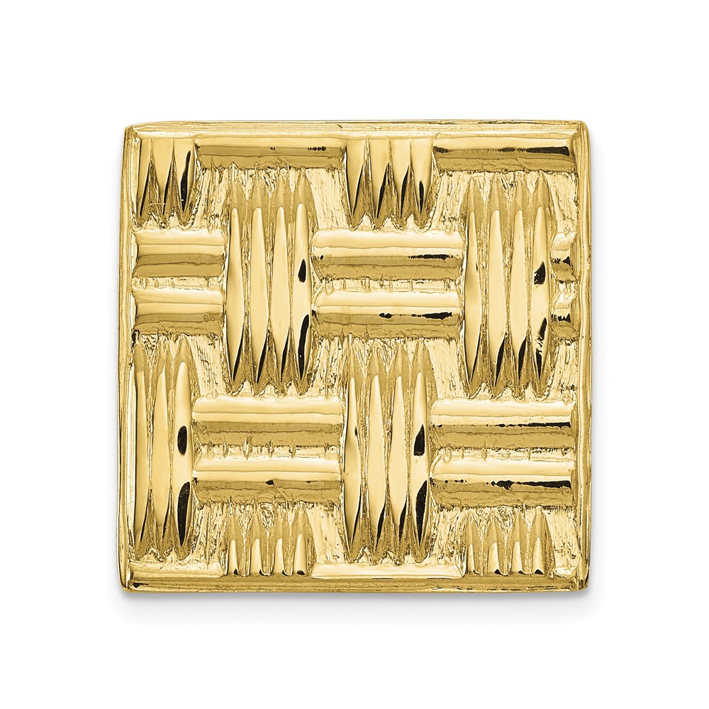 14K Yellow Gold Mens Square Basketweave Textured Tie Tac