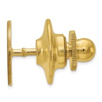 14K Yellow Gold Mens Oval with Line Design Tie Tac view 2