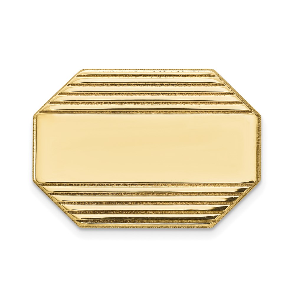 14K Yellow Gold Mens Rectangular Octagon with Line Design Tie Tac