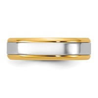 14K Two-Tone Y W 6mm Beveled Edge Wedding Band view 3