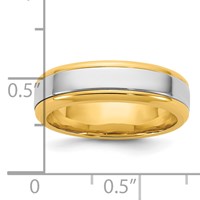 14K Two-Tone Y W 6mm Beveled Edge Wedding Band view 4