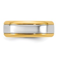 14K Two-Tone Y W 7mm Beveled Edge Wedding Band view 3