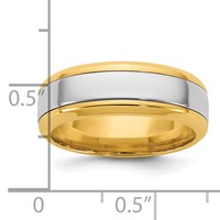 14K Two-Tone Y W 7mm Beveled Edge Wedding Band view 4