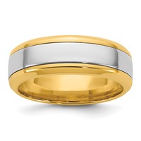 14K Two-Tone Y W 7mm Beveled Edge Wedding Band view 1