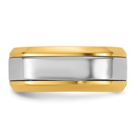 14K Two-Tone Y W 8mm Beveled Edge Wedding Band view 3