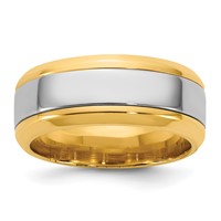 14K Two-Tone Y W 8mm Beveled Edge Wedding Band view 1