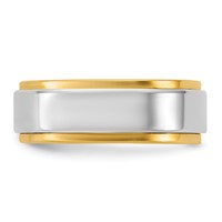 14K Two-Tone Y W 7mm Step Edge Wedding Band view 3