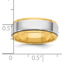 14K Two-Tone Y W 7mm Step Edge Wedding Band view 4
