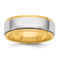 14K Two-Tone Y W 7mm Step Edge Wedding Band view 1
