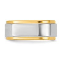 14K Two-Tone Y W 8mm Step Edge Wedding Band view 3