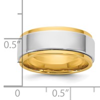 14K Two-Tone Y W 8mm Step Edge Wedding Band view 4