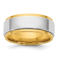 14K Two-Tone Y W 8mm Step Edge Wedding Band view 1