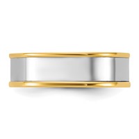 14K Two-Tone Y W 6mm Step Up Flat Edge Wedding Band view 3