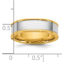 14K Two-Tone Y W 6mm Step Up Flat Edge Wedding Band view 4