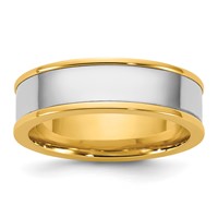 14K Two-Tone Y W 6mm Step Up Flat Edge Wedding Band view 1