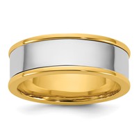 14K Two-Tone Y W 7mm Step Up Flat Edge Wedding Band - Size 7 view 1