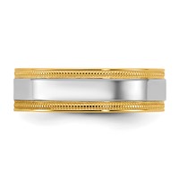 14K Two-Tone Y W 6mm Milgrain Wedding Band view 3