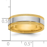 14K Two-Tone Y W 6mm Milgrain Wedding Band view 4