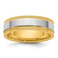 14K Two-Tone Y W 6mm Milgrain Wedding Band view 1