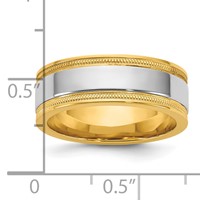 14K Two-Tone Y W 7mm Milgrain Wedding Band view 4