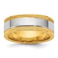 14K Two-Tone Y W 7mm Milgrain Wedding Band view 1