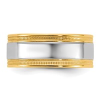 14K Two-Tone Y W 8mm Milgrain Wedding Band view 3