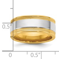 14K Two-Tone Y W 8mm Milgrain Wedding Band view 4