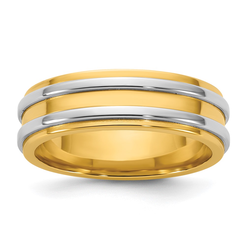 14K Two-Tone Y W 6mm Double Banded Wedding Band