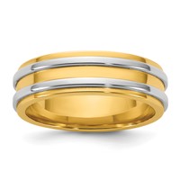 14K Two-Tone Y W 6mm Double Banded Wedding Band view 1