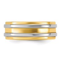 14K Two-Tone Y W 7mm Double Banded Wedding Band view 3