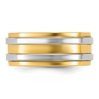14K Two-Tone Y W 8mm Double Banded Wedding Band view 3
