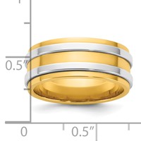 14K Two-Tone Y W 8mm Double Banded Wedding Band view 4