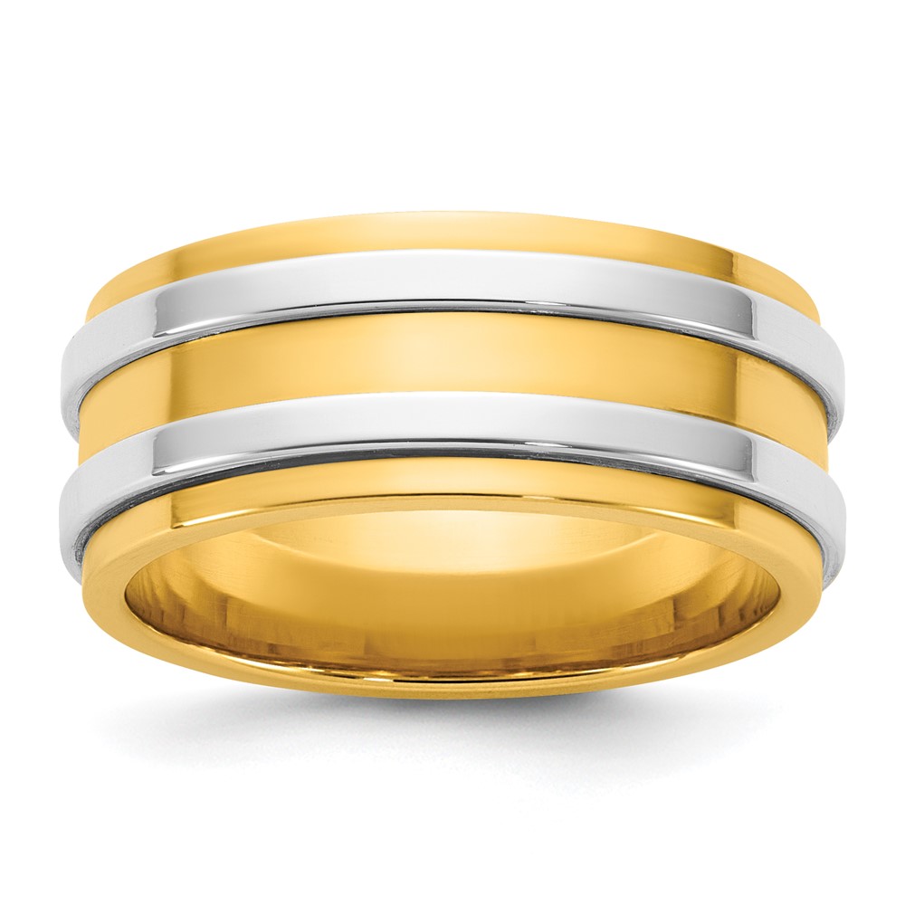 14K Two-Tone Y W 8mm Double Banded Wedding Band