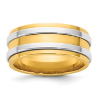 14K Two-Tone Y W 8mm Double Banded Wedding Band view 1