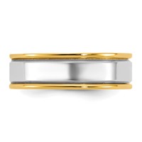 14K Two-Tone Y W 6mm Step Up Beveled Wedding Band view 3