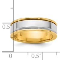14K Two-Tone Y W 6mm Step Up Beveled Wedding Band view 4