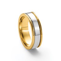 14K Two-Tone Y W 6mm Step Up Beveled Wedding Band view 5