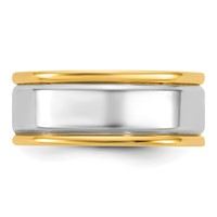 14K Two-Tone Y W 7mm Step Up Beveled Wedding Band view 3