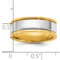 14K Two-Tone Y W 7mm Step Up Beveled Wedding Band view 4