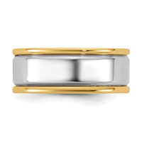 14K Two-Tone Y W 8mm Step Up Beveled Wedding Band view 3
