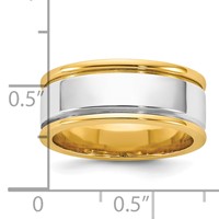 14K Two-Tone Y W 8mm Step Up Beveled Wedding Band view 4